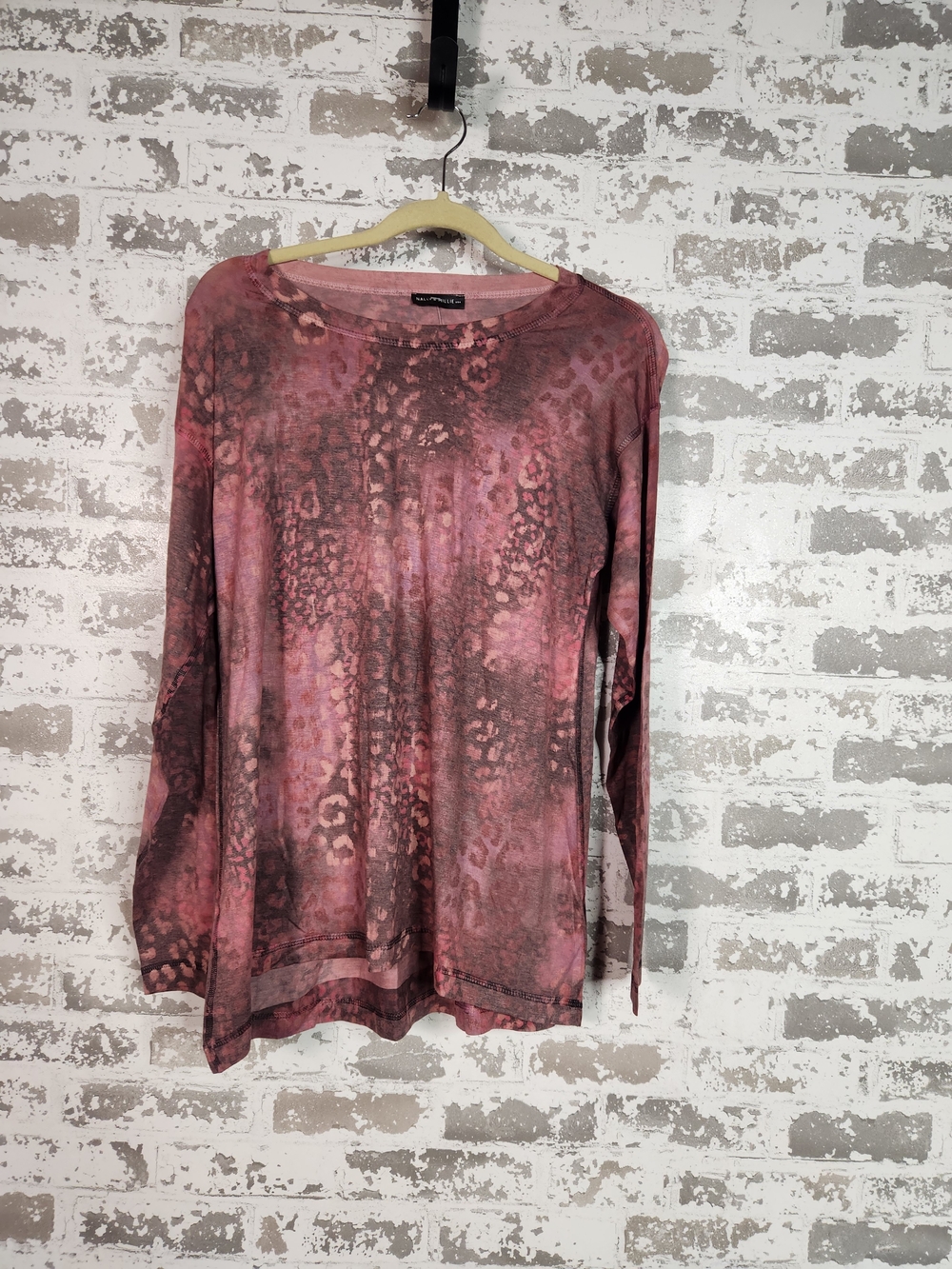 Nally & Millie Pink Animal-Print Long Sleeve Tee